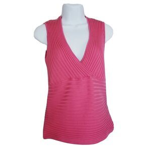 Dolce Fabuloso Womens Shirt Sleeveless Tank Top Ribbed Large Stretch Low Cut New